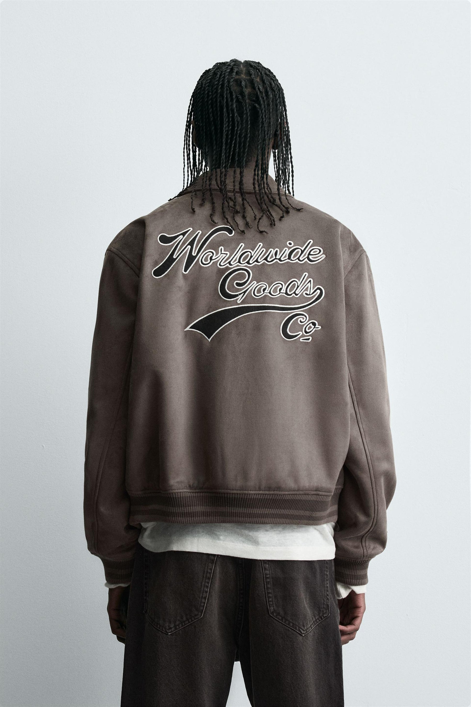 FAUX SUEDE JACKET WITH PATCH AND EMBROIDERY DETAIL - Image 3