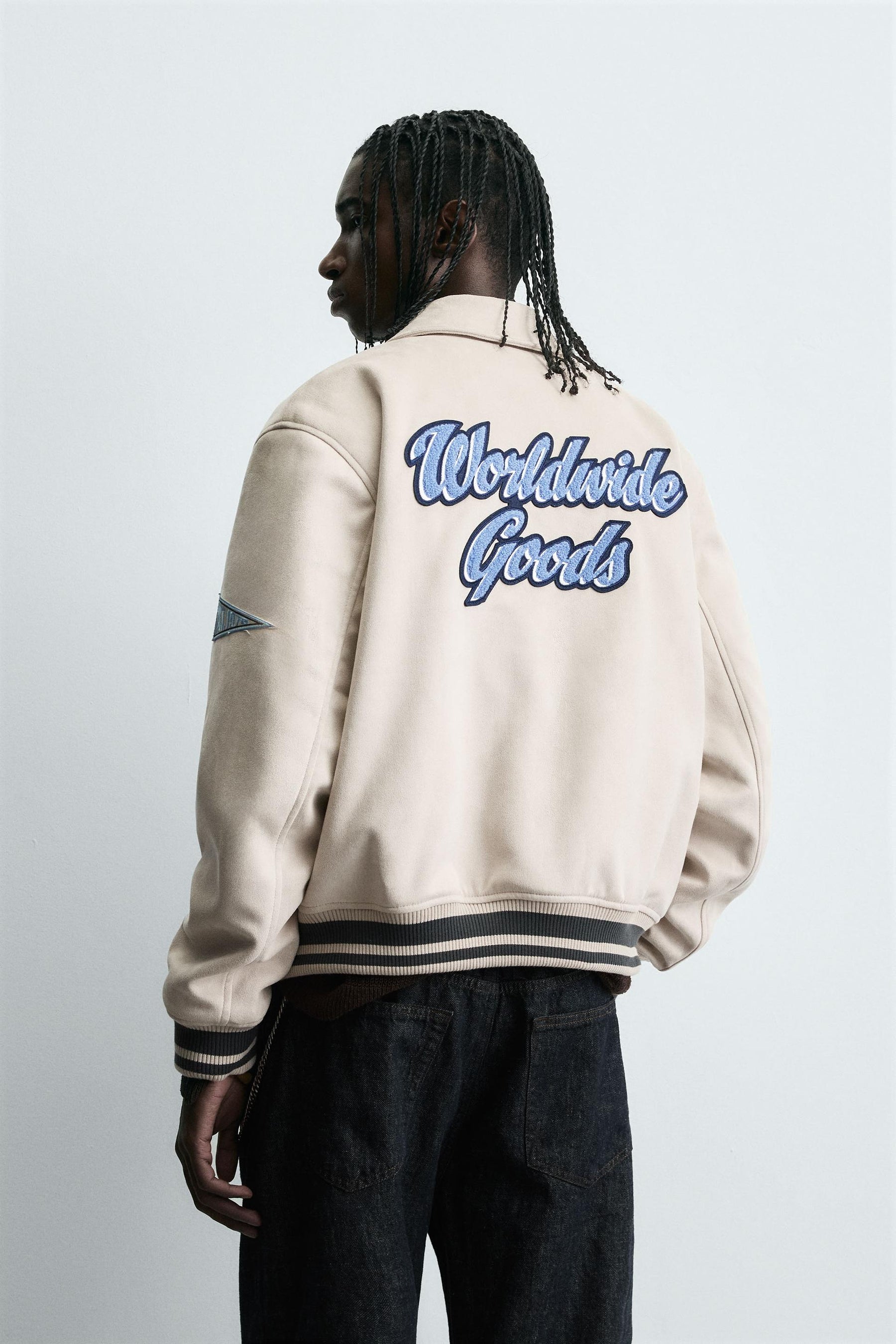 FAUX SUEDE JACKET WITH PATCH AND EMBROIDERY DETAIL - Image 3