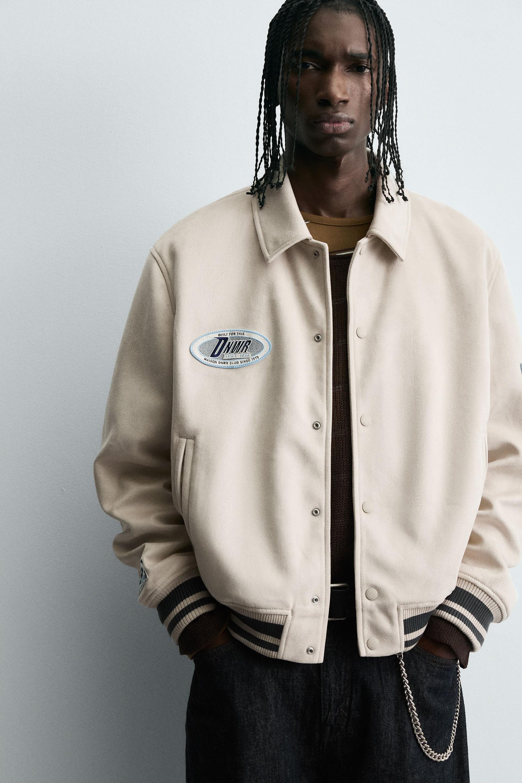 FAUX SUEDE JACKET WITH PATCH AND EMBROIDERY DETAIL - Image 5