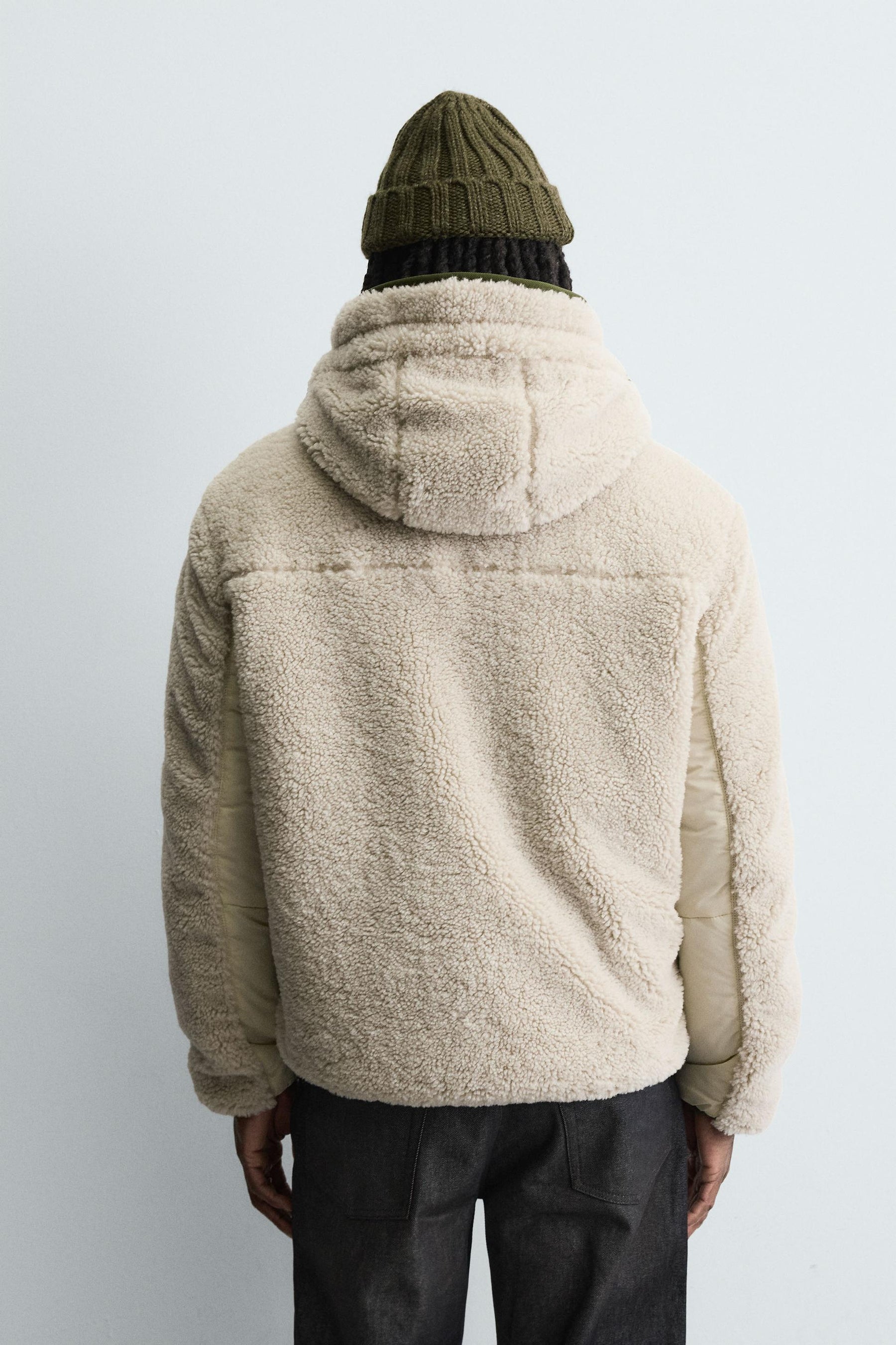 CONTRAST FAUX SHEARLING JACKET - Image 3