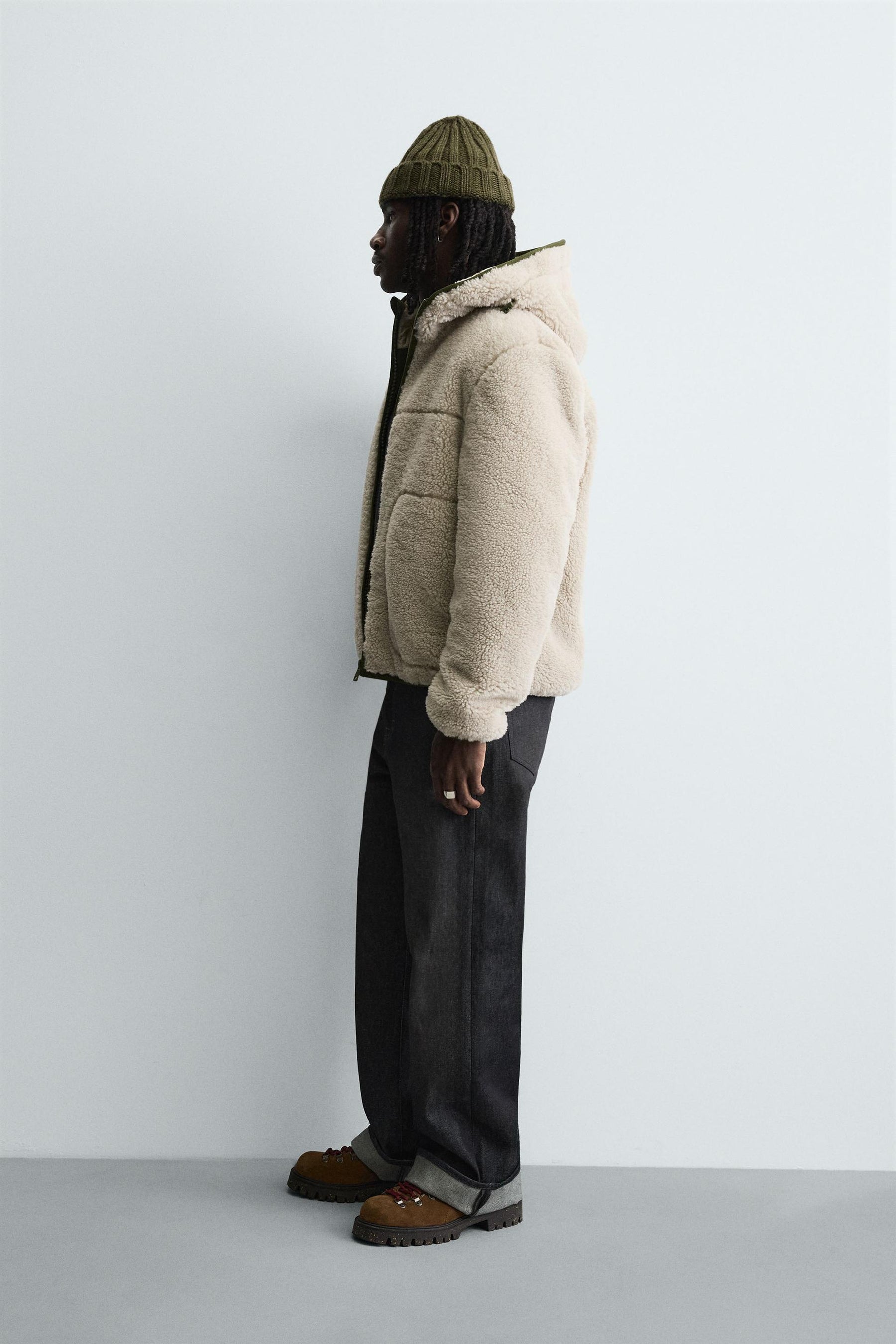 CONTRAST FAUX SHEARLING JACKET - Image 4