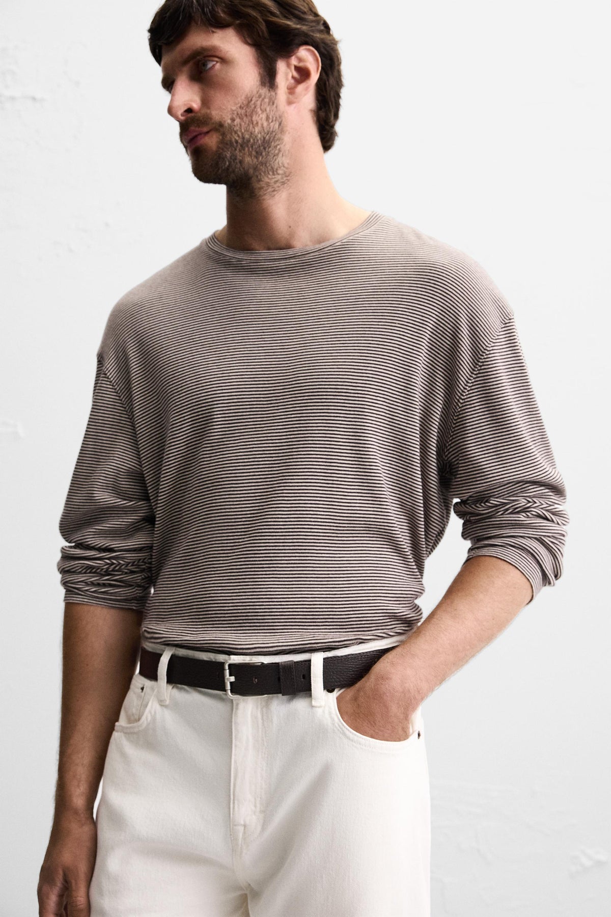 TOPSTITCHED LEATHER BELT - Image 2