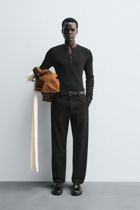 TEXTURED STRAIGHT-LEG TROUSERS - Image 1