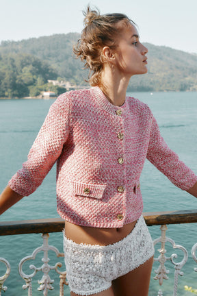 3/4 LENGTH SLEEVE KNIT CARDIGAN - Image 1