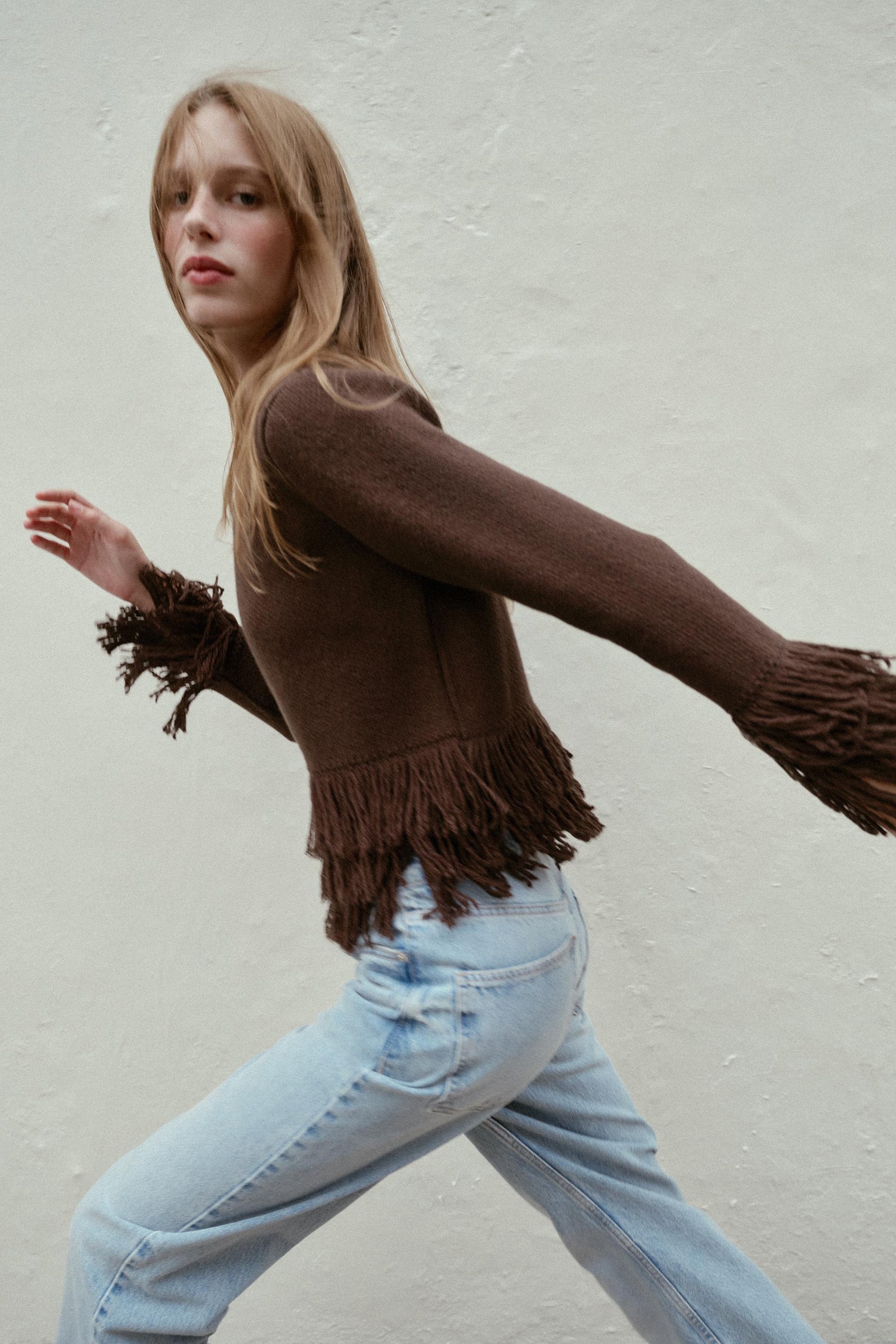 Fringed Knit Cardigan