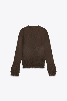 Fringed Knit Cardigan