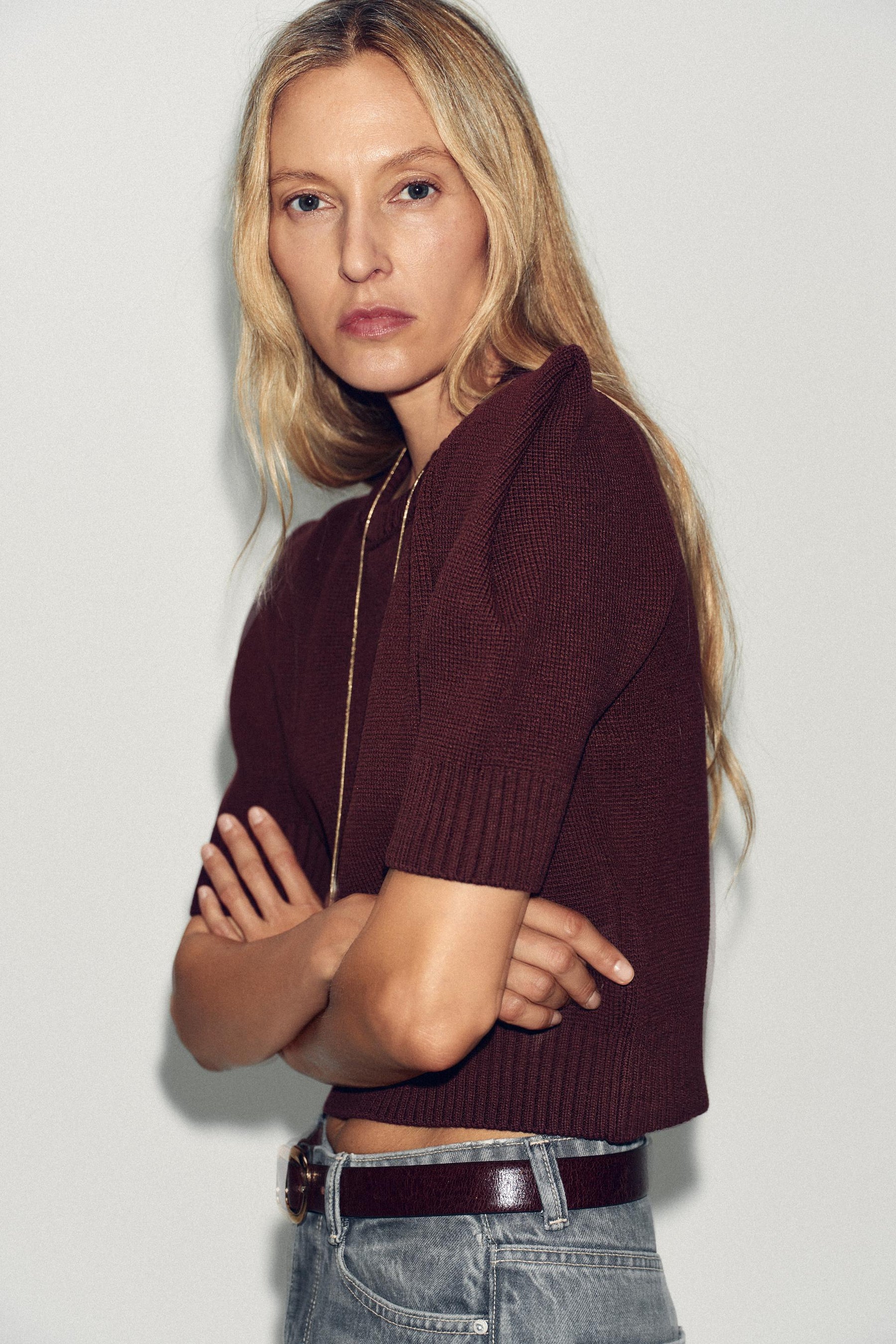 Padded Shoulder Knit Jumper
