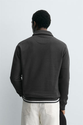 TEXTURED WEAVE POLO SHIRT WITH ZIP - Image 3