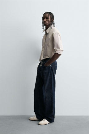 STRIPED SHIRT WITH CONTRAST TIE DETAIL - Image 4