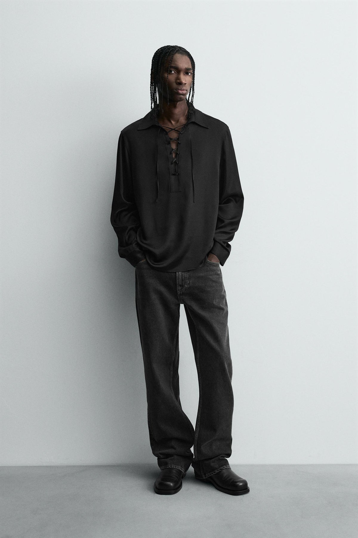 FLOWING POLO SHIRT WITH DRAWSTRING - Image 1