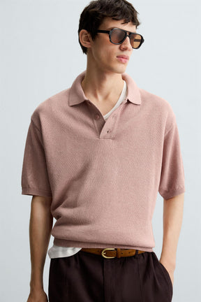 TEXTURED KNIT POLO SHIRT - Image 5