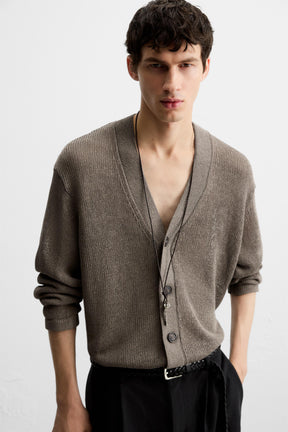 OPEN-KNIT TEXTURED CARDIGAN - Image 5