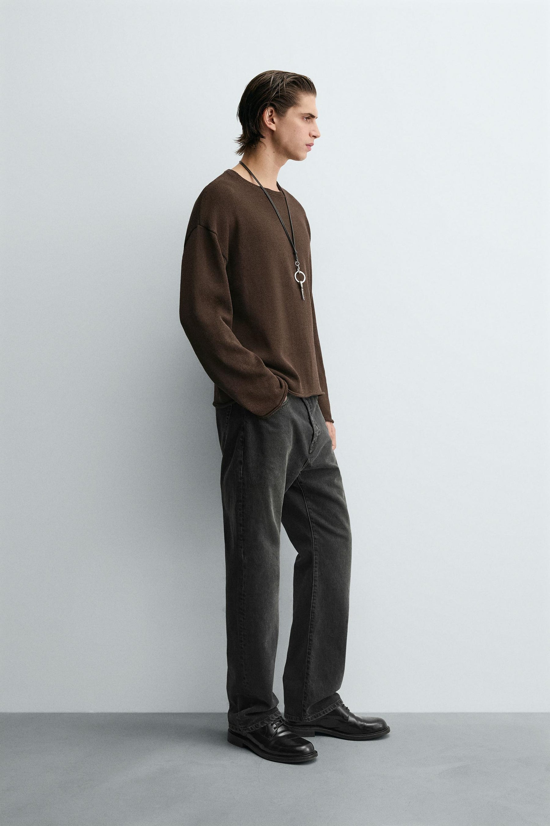 TEXTURED TURN-UP TRIM SWEATER - Image 4