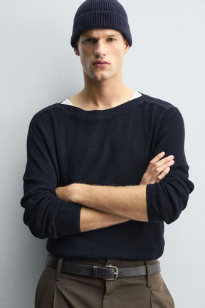 TEXTURED SWEATER WITH MERCERISED FINISH - Image 5