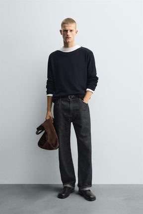 TEXTURED SWEATER WITH MERCERISED FINISH - Image 1