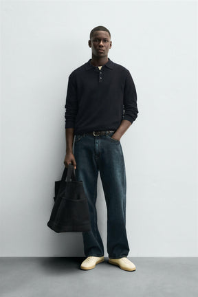 COTTON/LYOCELL KNIT POLO SHIRT - Image 1