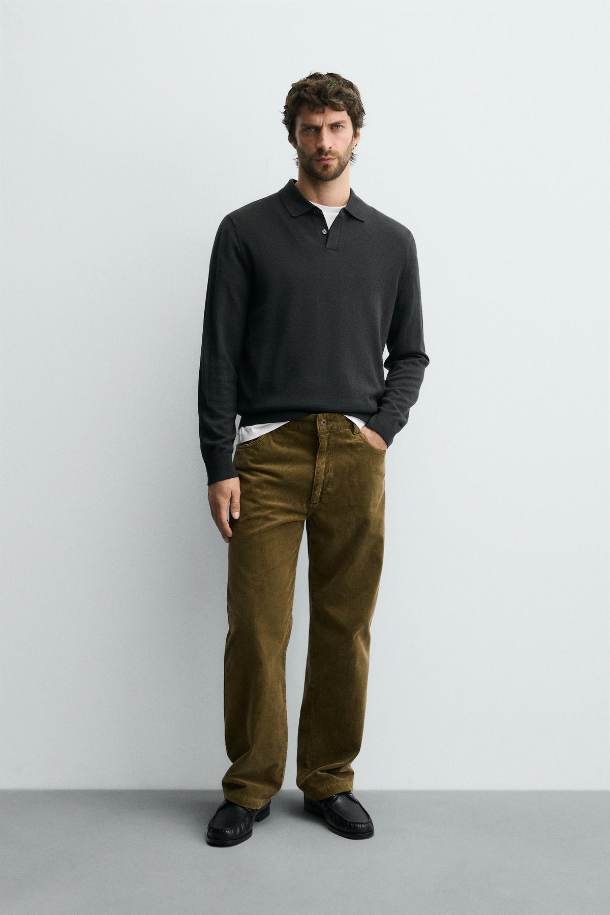WOOL KNIT POLO SHIRT - Image 1