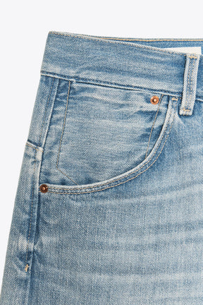 Straight mid-waist belted jeans