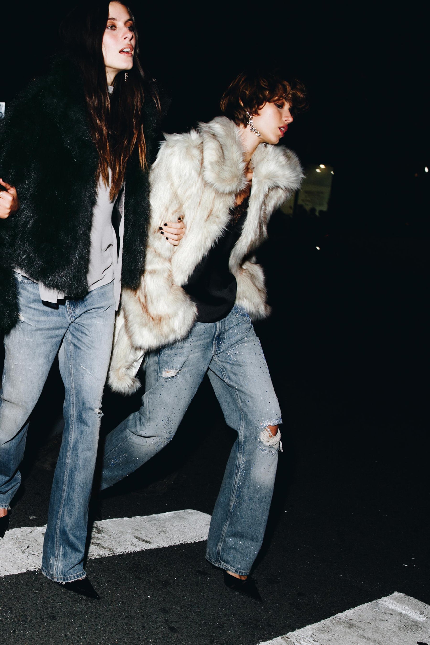 TRF RIPPED WIDE-LEG RHINESTONE