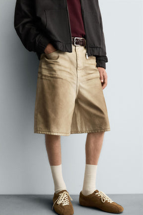 FADED PRINT BAGGY FIT BERMUDA SHORTS - Image 5