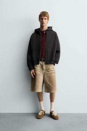 FADED PRINT BAGGY FIT BERMUDA SHORTS - Image 1