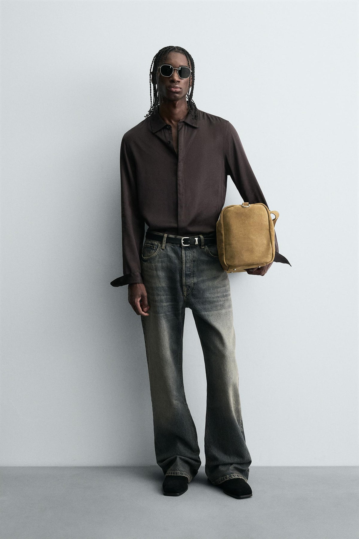 SATIN SHIRT WITH CONTRAST TRIMS - Image 1