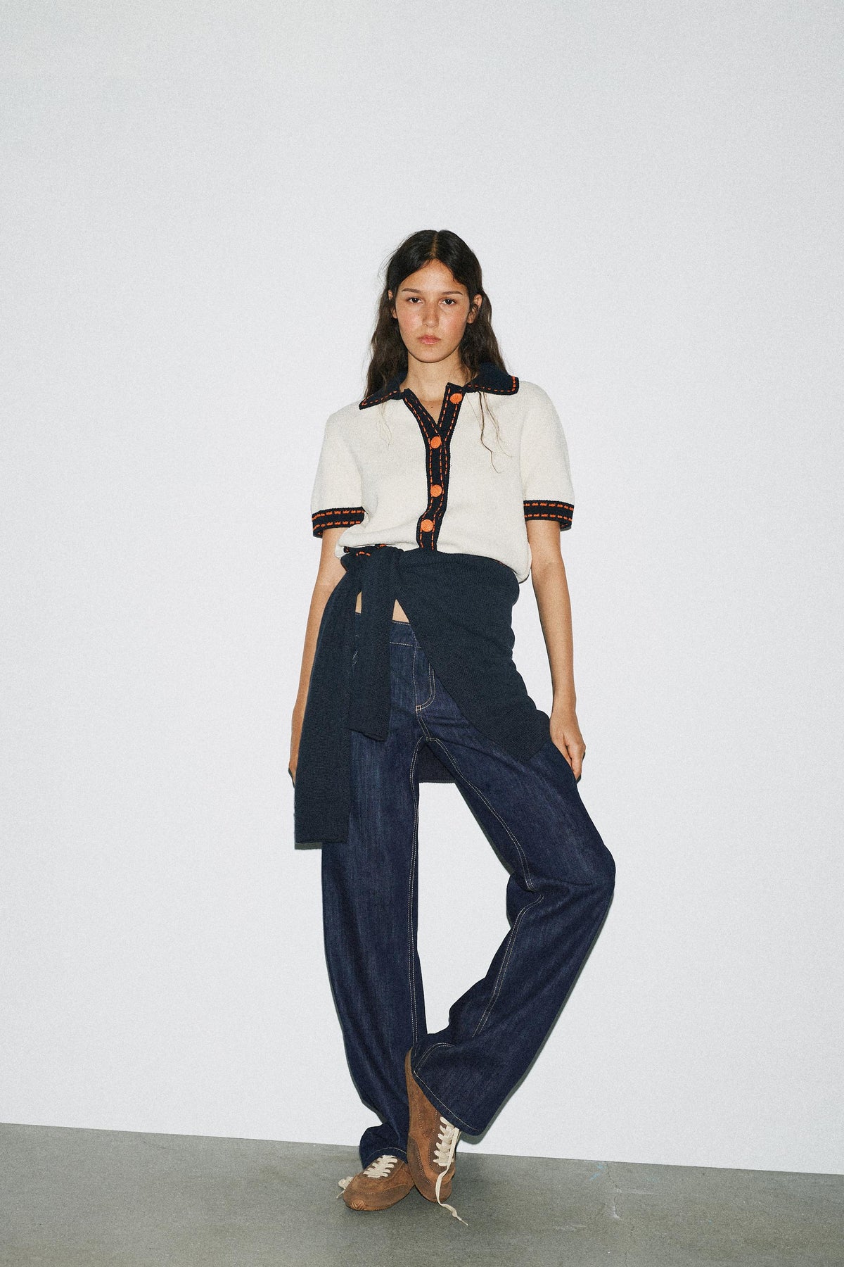 STITCHED KNIT CARDIGAN WITH SHORT SLEEVES - Image 1