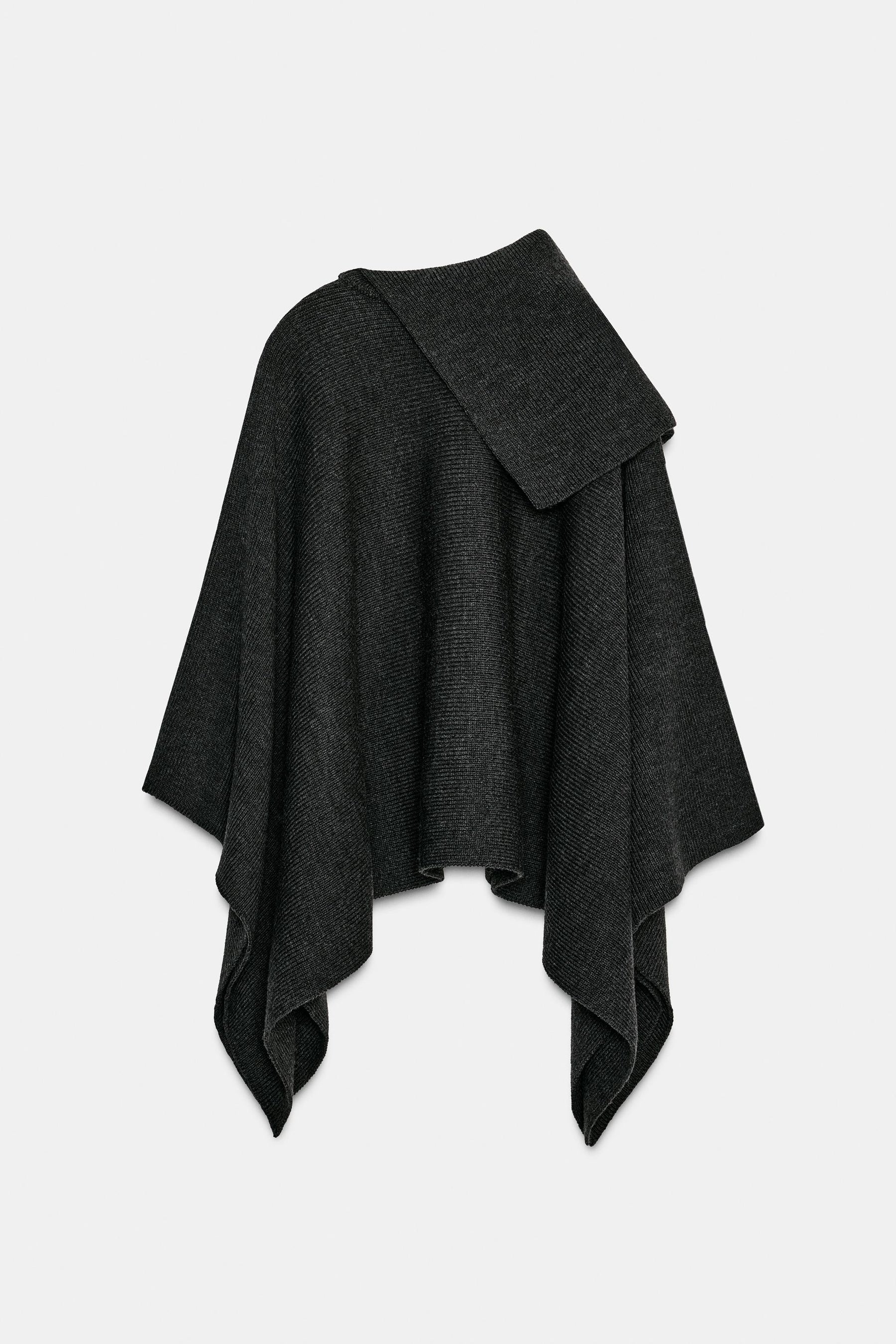 ASYMMETRIC NECK WOOL CAPE - Image 9