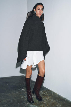 ASYMMETRIC NECK WOOL CAPE - Image 1