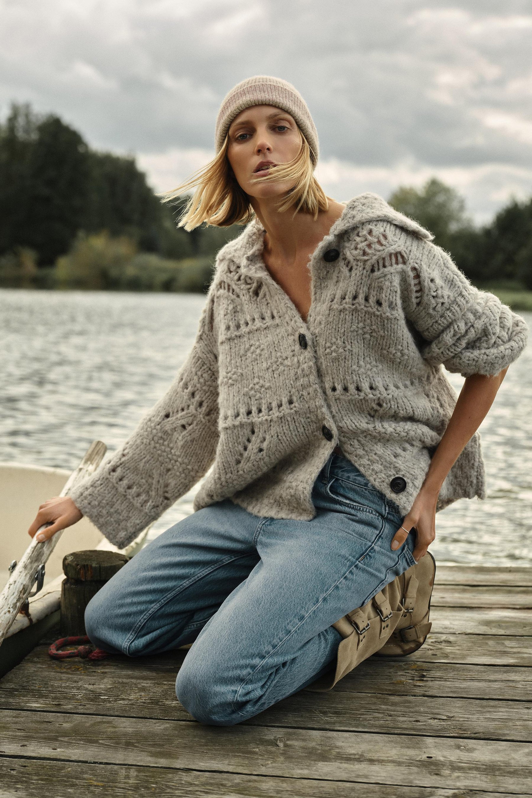 Pointelle Knit Cardigan