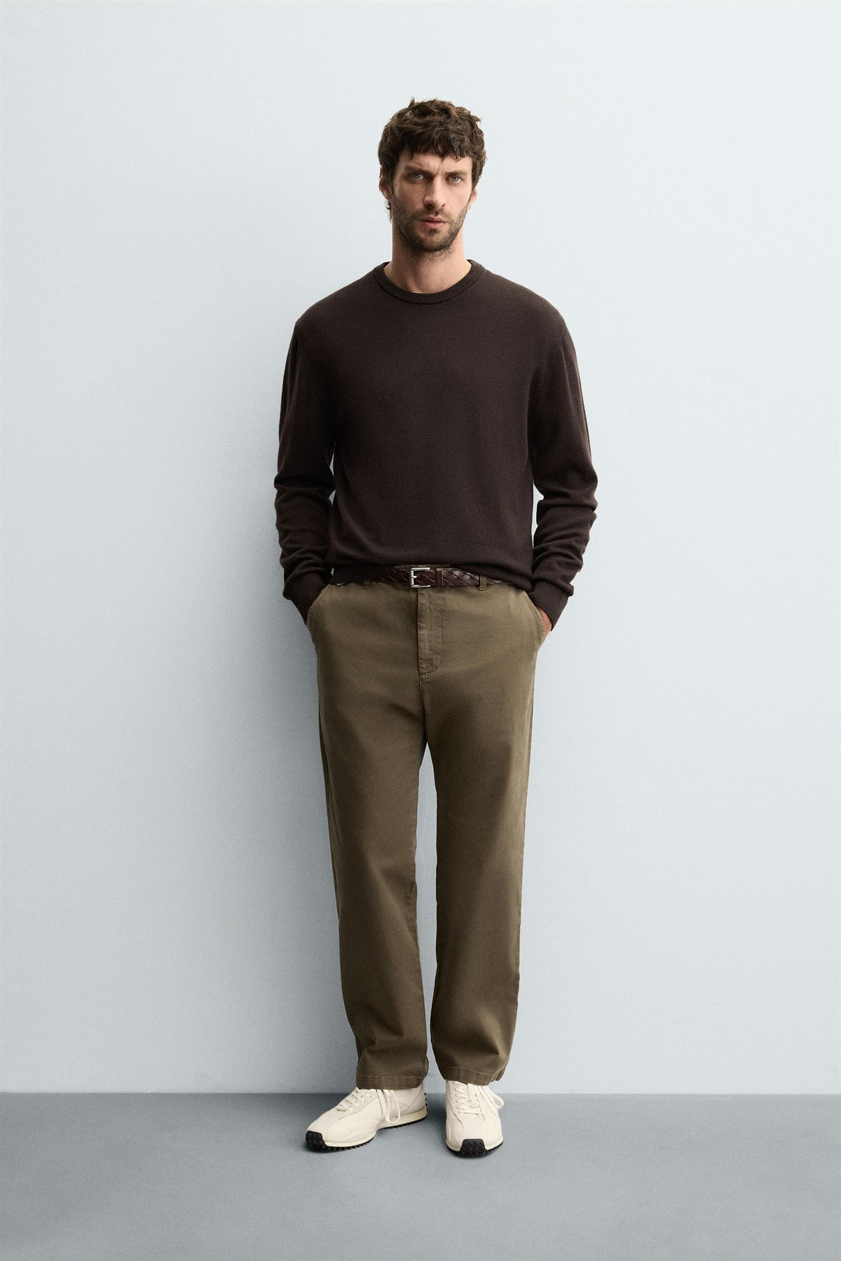 STRAIGHT-LEG TWILL TROUSERS - Image 1