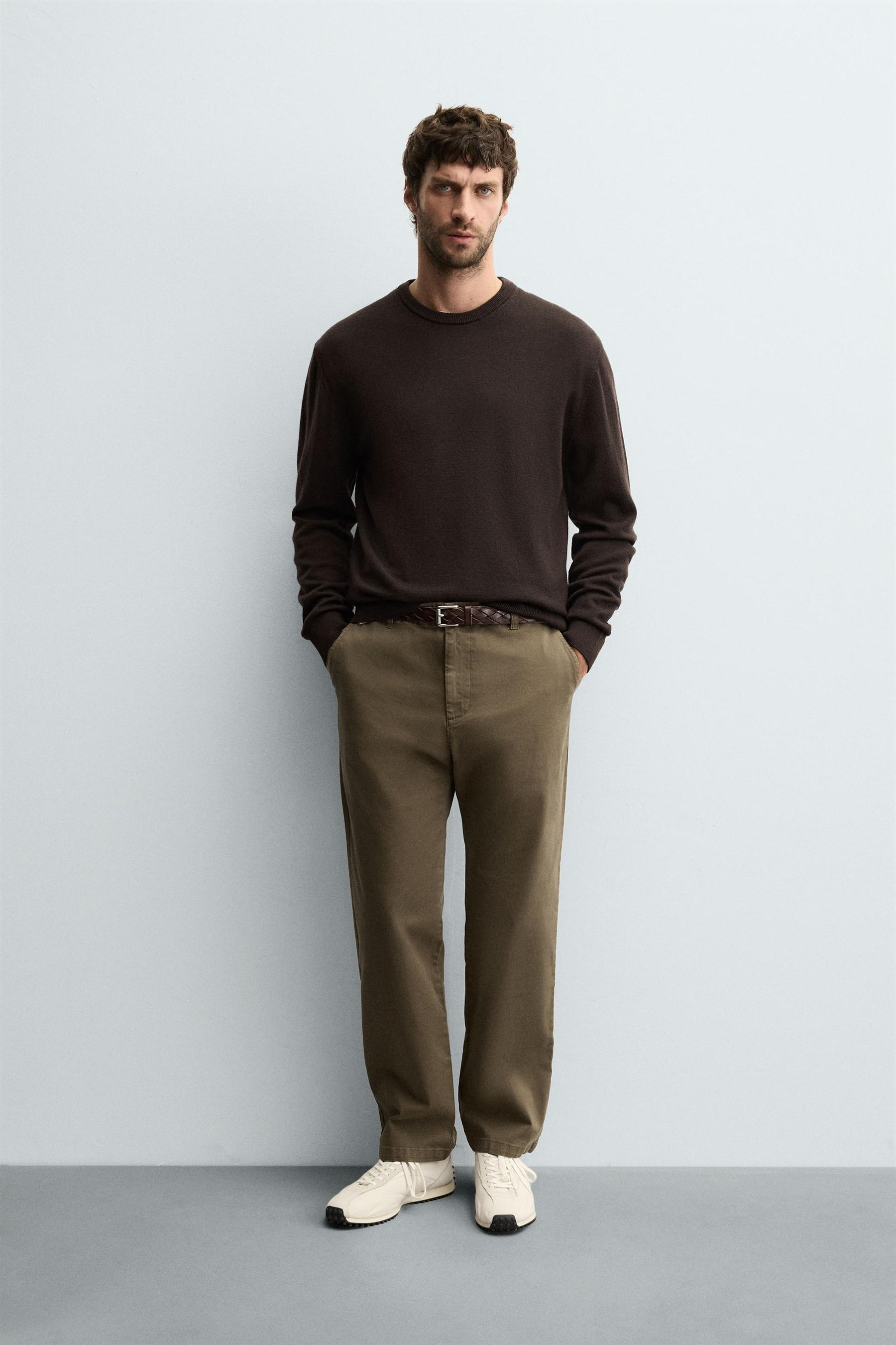 STRAIGHT-LEG TWILL TROUSERS - Image 1
