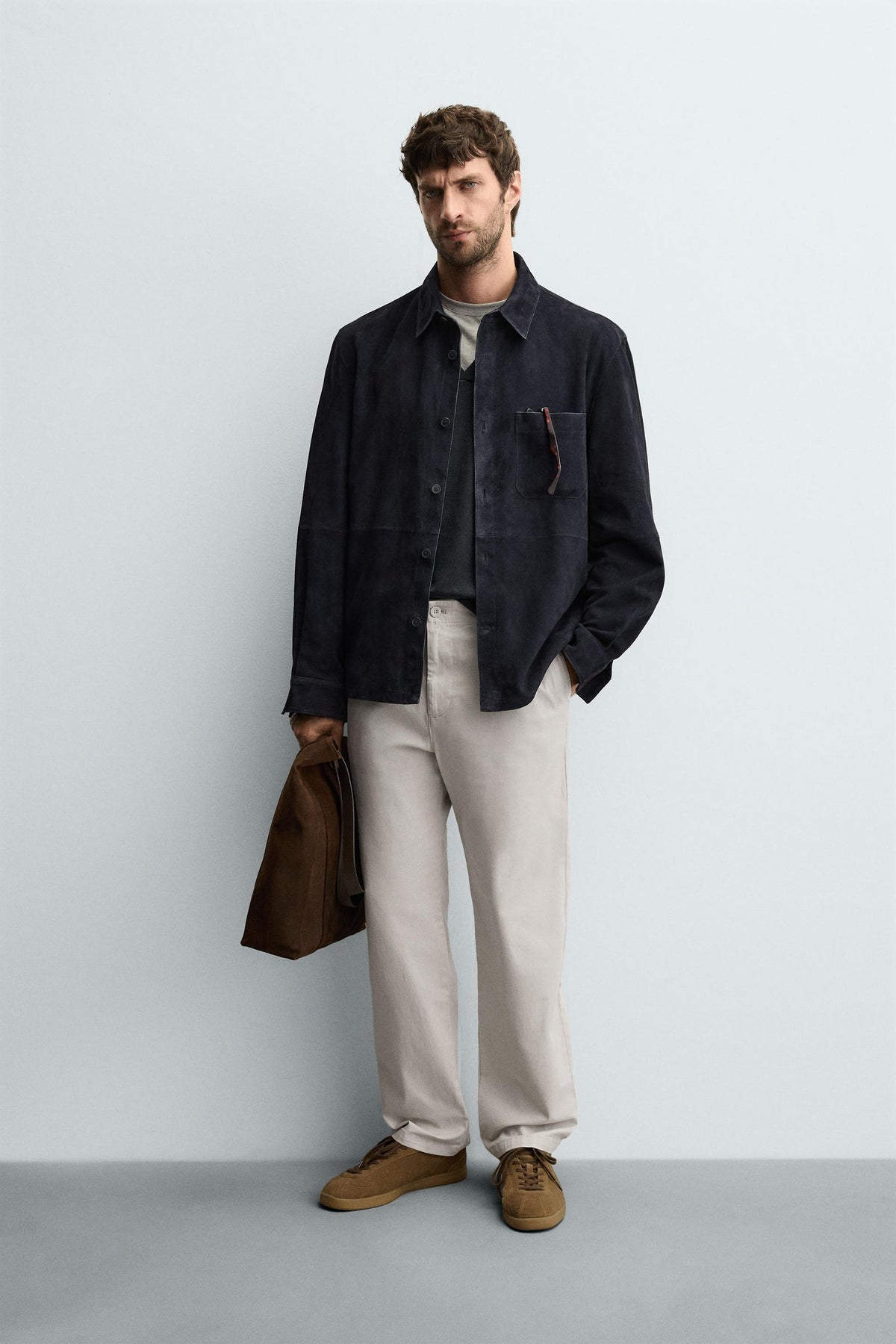 STRAIGHT-LEG TWILL TROUSERS - Image 1