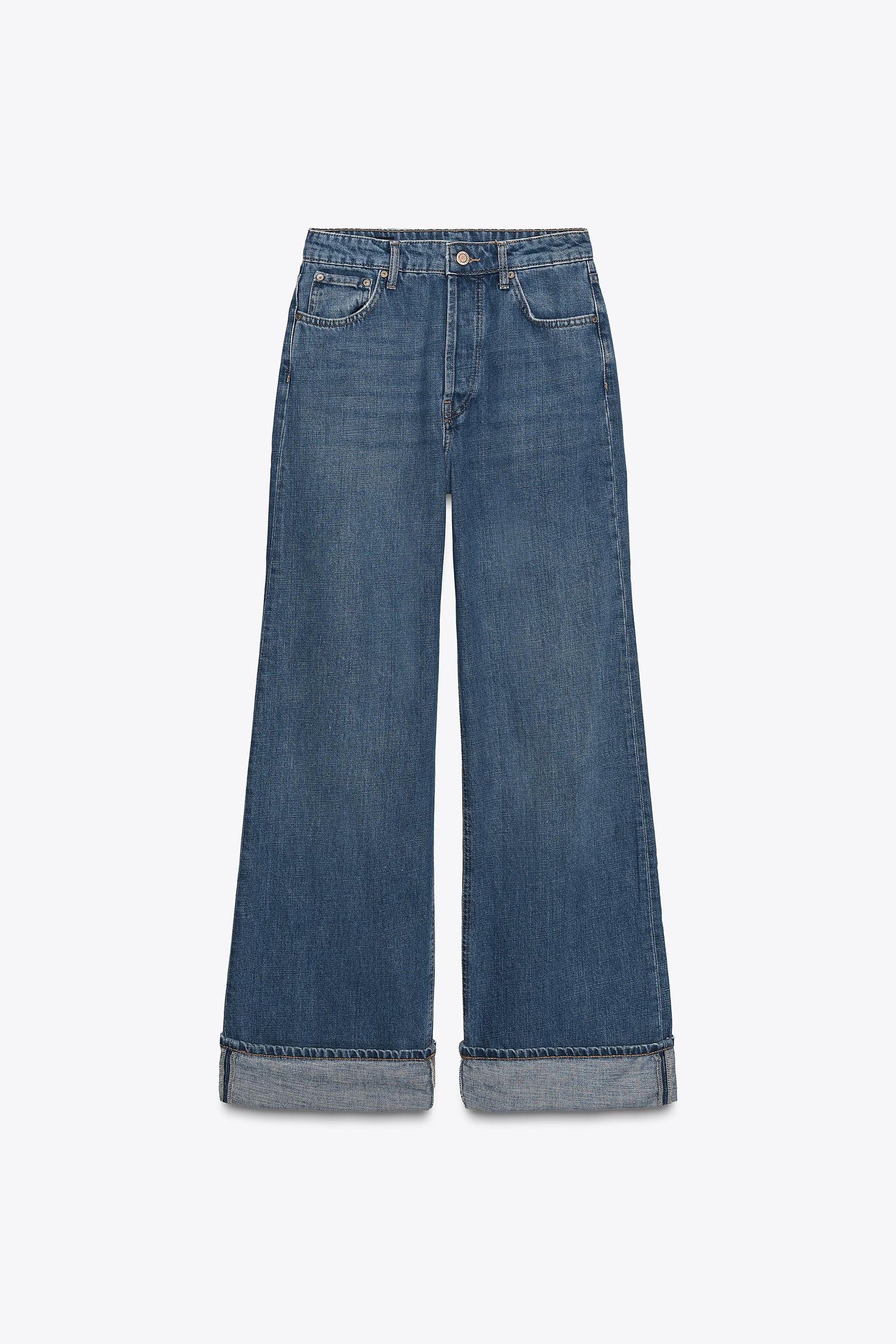 Mid-Waist Turn-Up Hem Jeans