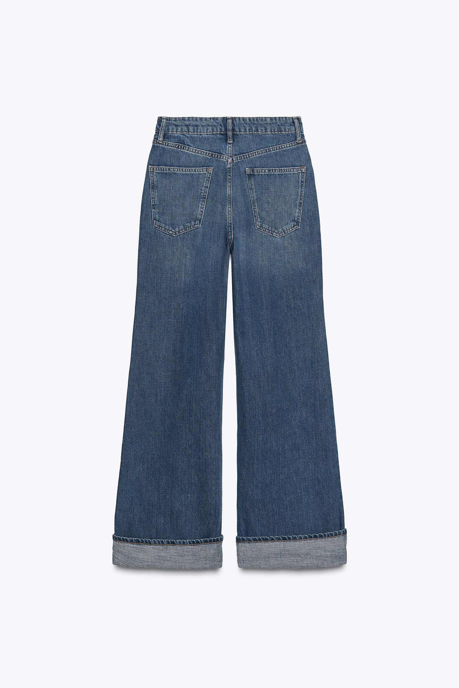 Mid-Waist Turn-Up Hem Jeans