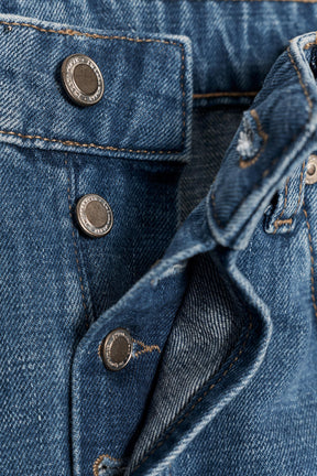 Mid-Waist Turn-Up Hem Jeans