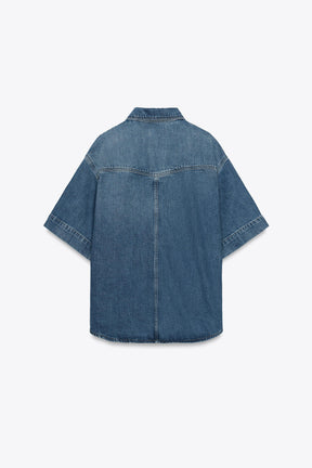 Short-sleeve denim shirt