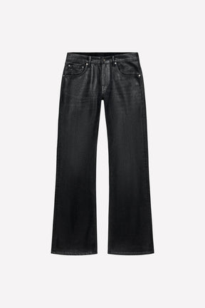 Waxed low-rise bootcut jeans