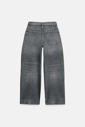 Folded waistband mid-waist jeans