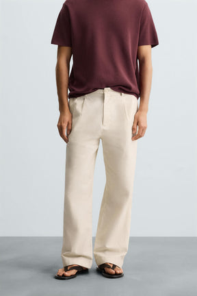 COTTON/LINEN PLEATED TROUSERS - Image 2