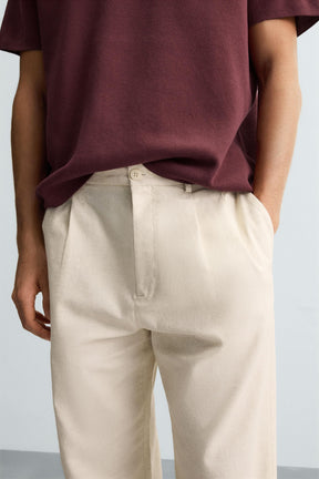 COTTON/LINEN PLEATED TROUSERS - Image 5