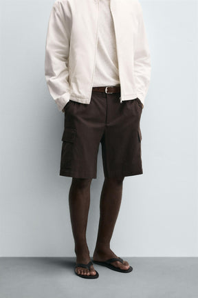 LYOCELL-COTTON CARGO BERMUDA SHORTS - Image 2