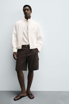 LYOCELL-COTTON CARGO BERMUDA SHORTS - Image 6