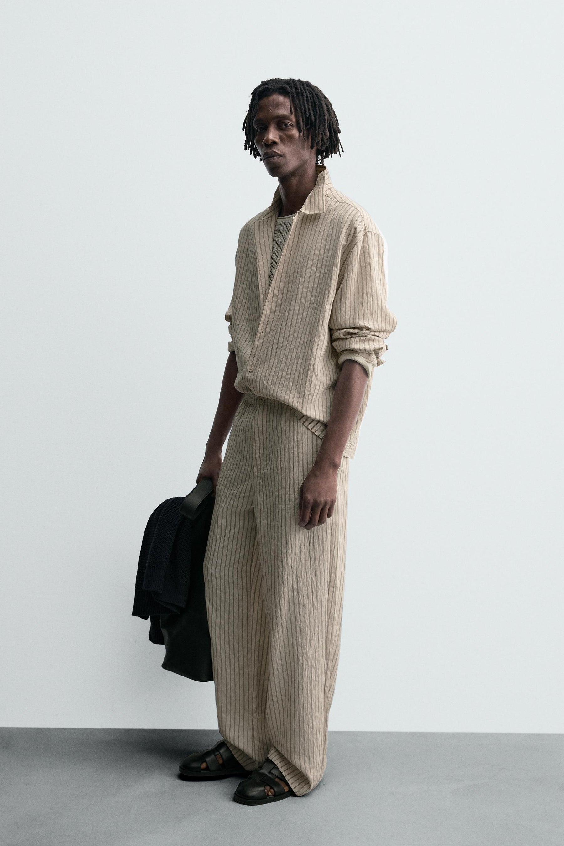 STRIPED FLOWING CREASED-EFFECT SHIRT - Image 4