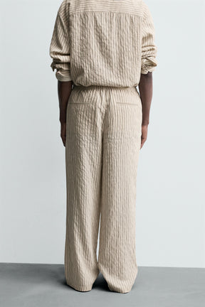 STRIPED WRINKLED-EFFECT FLOWING TROUSERS - Image 3