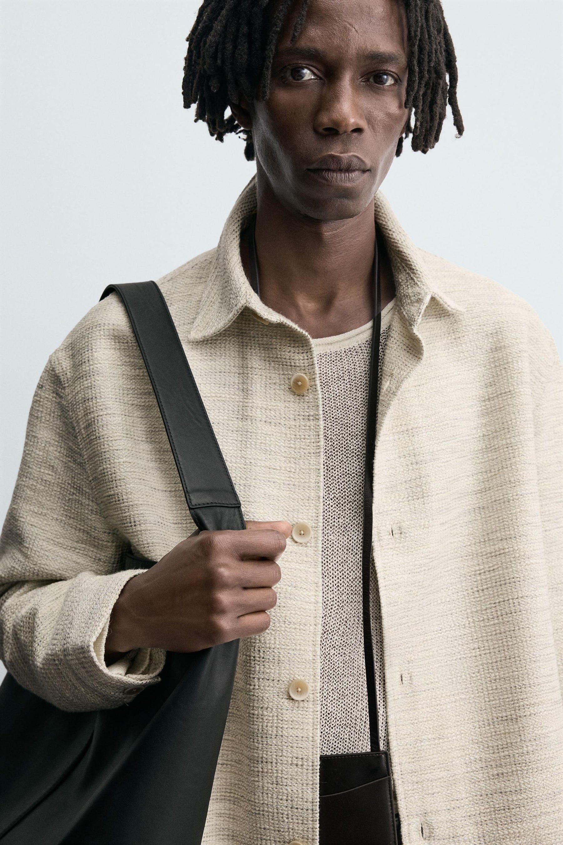 CONTRAST TEXTURED OVERSHIRT - Image 5