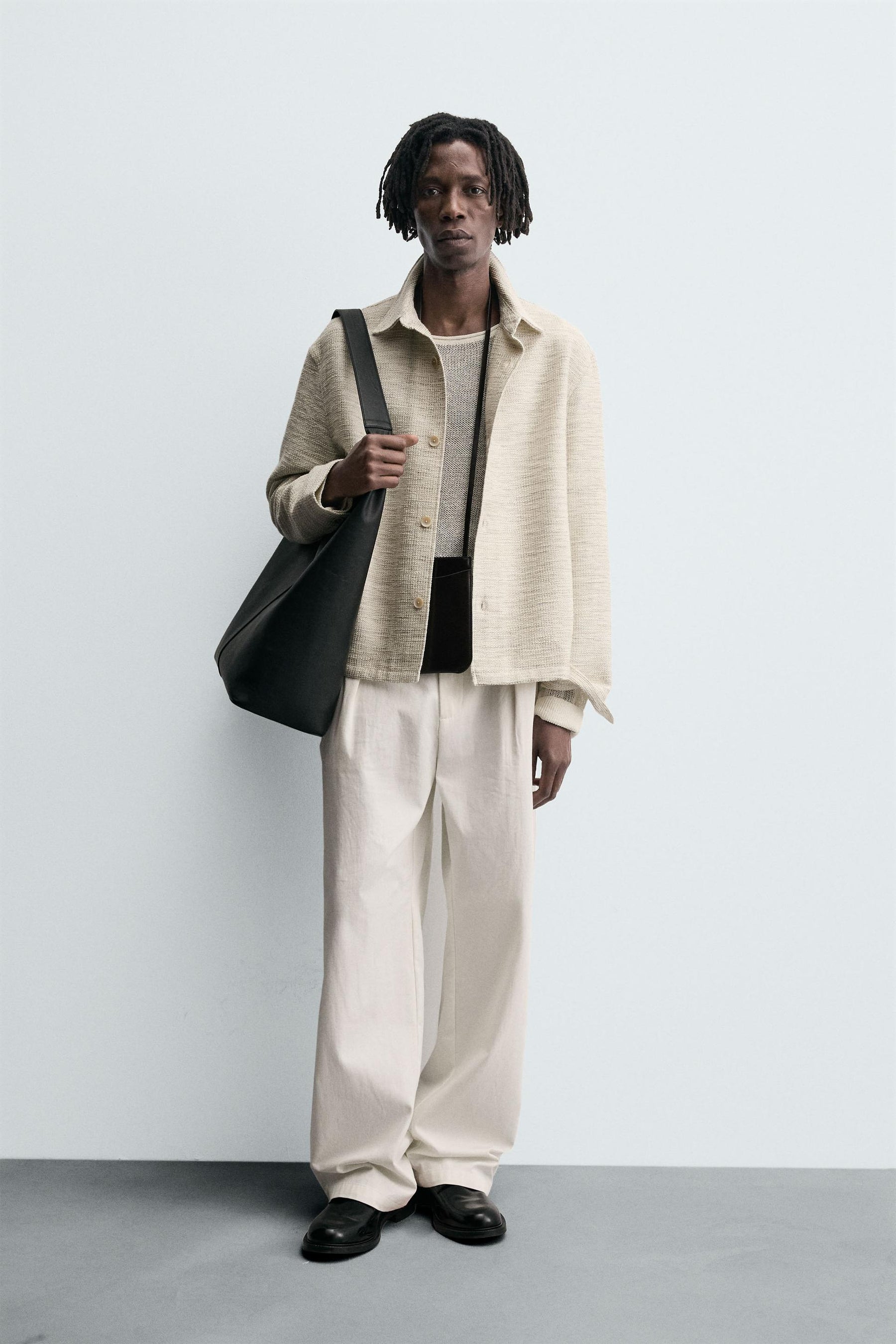 CONTRAST TEXTURED OVERSHIRT - Image 1