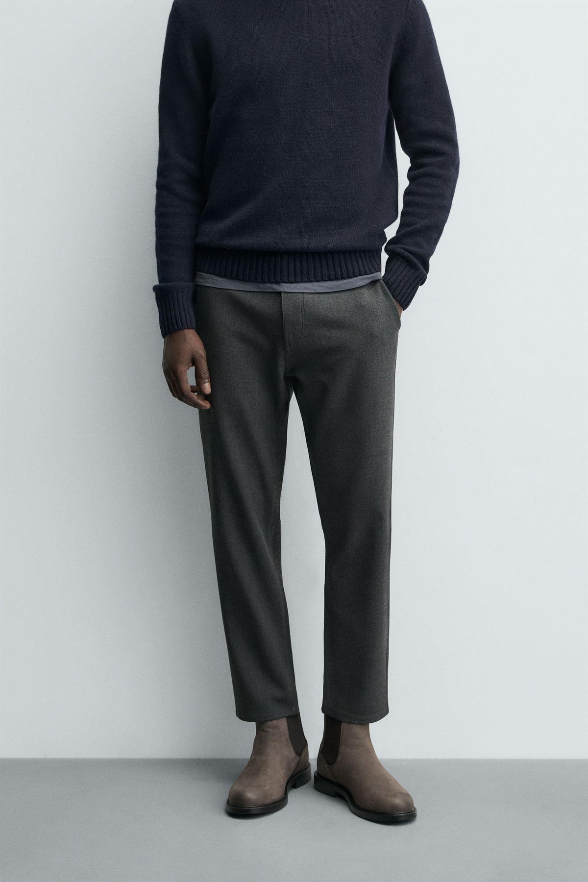 COMFORT TEXTURED CHINO TROUSERS - Image 2