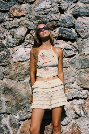CROCHET RUFFLED SHORTS