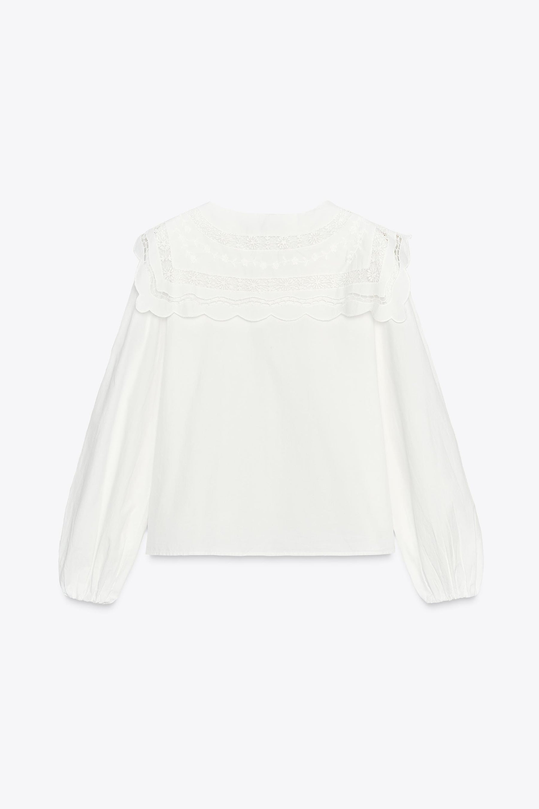 Embroidered Collar Poplin Shirt